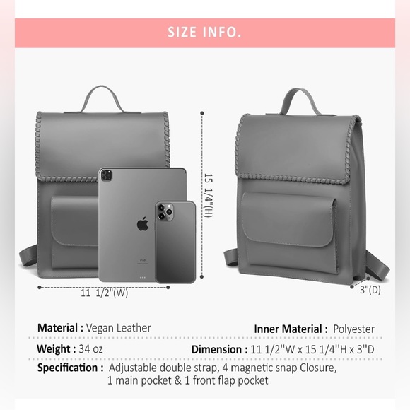 Black Vintage Braided Backpack by LikeDreams NWT Vegan Leather - Picture 6 of 11